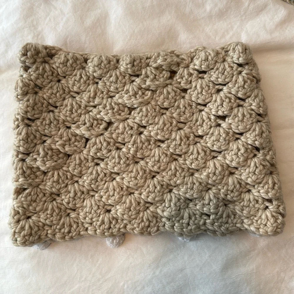 Hand Knit Cream Infinity Scarf